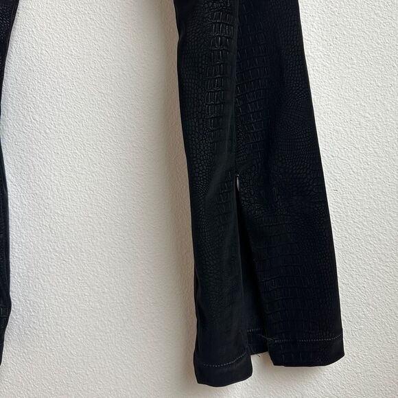 NWT Good American Black Croc Executive Pants Size 2 Flare Leg Slit Zipper XS - Picture 4 of 9